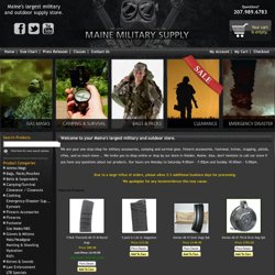 Military clothing, footwear, BDU pants, BDU coats, camouflage, hats, hunting gear, firearm accessories, knives, law enforcement gear, paintball equipment and more. - Maine Military Supply