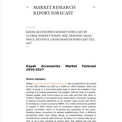 Kayak Accessories Market Forecast By Global Market Share, Size, Demand, Sales, Price, Revenue, Gross Margin Forecast Till 2027