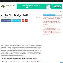 Acche Din? Budget 2019
