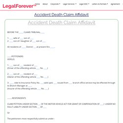 Accident Death Claim Affidavit
