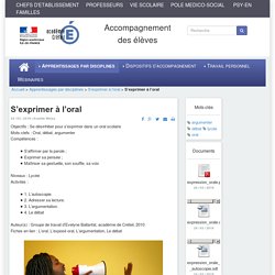 Accompagnement des élèves - S’exprimer à l’oral