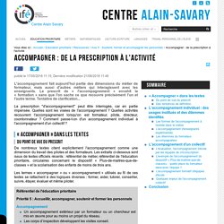 Accompagner : de la prescription à l'activité