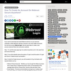 How To Create An Account On Webroot Secure Anywhere?