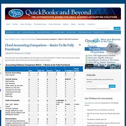Cloud Accounting Comparison - Basics To Be Fully Functional - QuickBooks and Beyond : QuickBooks and Beyond