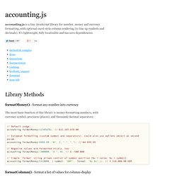 accounting.js - format money / currency in JavaScript