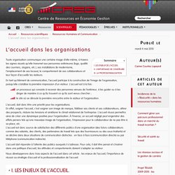 L'accueil dans les organisations