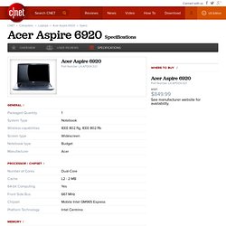 Acer Aspire 6920 Specs - Laptops - CNET Reviews