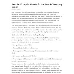 Acer 24 *7 repair: How to fix the Acer PC freezing issue!