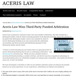 Aceris Law Wins Third-Party Funded Arbitration