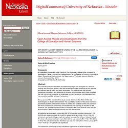 "STUDENT ACHIEVEMENT USING WEB 2.0 TECHNOLOGIES: A MIXED METHODS STUDY" by Dallas R. Malhiwsky