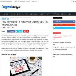 Few Key Rules To Achieving Quality SEO For Your Business