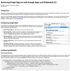 Achieving Single Sign-on with Google Apps and Shibboleth 2.0