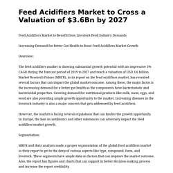 Feed Acidifiers Market to Cross a Valuation of $3.6Bn by 2027