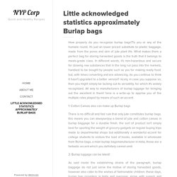 Little acknowledged statistics approximately Burlap bags