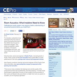 Room Acoustics: What Installers Need to Know - CE Pro Magazine Article from CE Pro