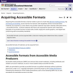 AEM Center: Acquiring Accessible Formats