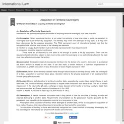 International Law: Acquisition of Territorial Sovereignty
