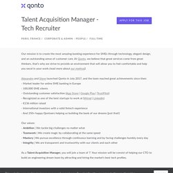 Modèle d'offre d'emploi Qonto - Talent Acquisition Manager - Tech Recruiter