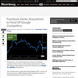 Facebook Seeks Acquisitions to Fend Off Google Competition