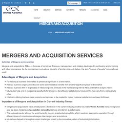 Merger and Acquisitions consulting services