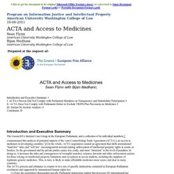 Act on ACTA: Access to Medicines