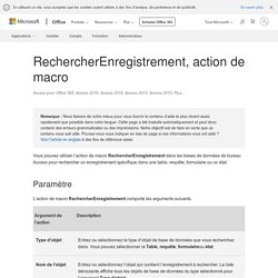 RechercherEnregistrement, action de macro - Access