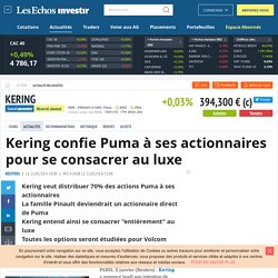 Kering confie Puma à ses actionnaires pour se consacrer au luxe, Actualité des sociétés