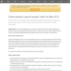 Cómo activar y usar el usuario "root" en Mac OS X - Soporte técnico de Apple