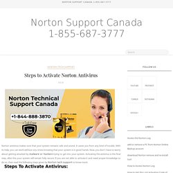 Steps to Activate Norton Antivirus - Norton Support Canada 1-855-687-3777