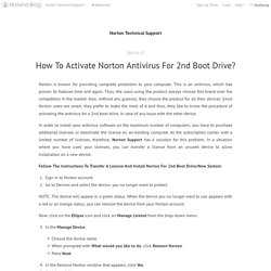 How To Activate Norton Antivirus For 2nd Boot Drive? - Norton Technical Support