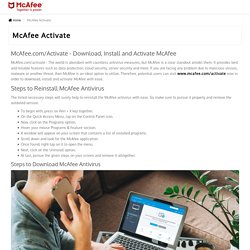 McAfee.com/Activate - Download, Install and Activate McAfee