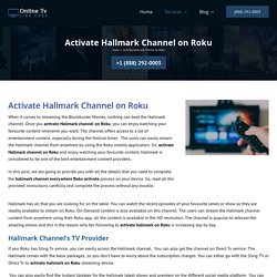 How do I Activate Hallmark Channels On My Roku - Online TV Link Code