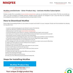 McAfee.com/Activate - Enter Product Key - Activate McAfee Subscription