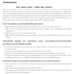 Mcafee.com/activation , Mcafee Antivirus Setup & Install - ThreatProtections