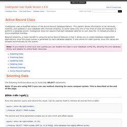 Active Record : CodeIgniter User Guide