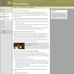 Foreign Language Teaching Methods: Vocabulary