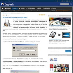 Activer le compte Administrateur - Zebulon.fr