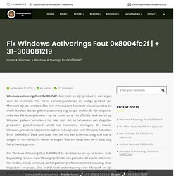 Fix Windows Activerings Fout 0x8004fe2f