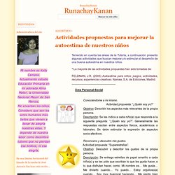 Actividades propuestas para mejorar la autoestima de nuestros niños - RunachayKanan
