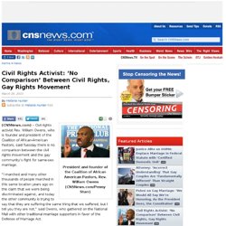 Civil Rights Activist: ‘No Comparison’ Between Civil Rights, Gay Rights Movement