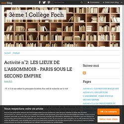 Activité n°2: LES LIEUX DE L'ASSOMMOIR - PARIS SOUS LE SECOND EMPIRE - 3ème 1 Collège Foch