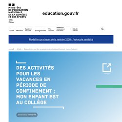 Activités pour collégiens: Ministère de l'Education Nationale et de la Jeunesse