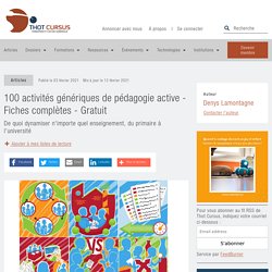 100 activités génériques de pédagogie active - Fiches complètes - Gratuit