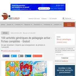 100 activités génériques de pédagogie active - Fiches complètes - Gratuit