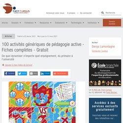 100 activités génériques de pédagogie active - Fiches complètes - Gratuit - Thot Cursus