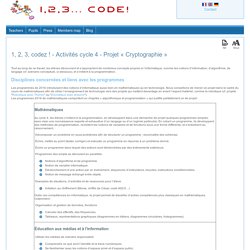 1, 2, 3, codez ! - Activités cycle 4 - Projet « Cryptographie »