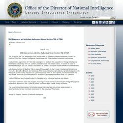 DNI Statement on Activities Authorized Under Section 702 of FISA