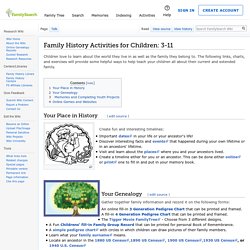 Family History Activities for Children: 3-11 Genealogy