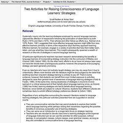 Redfern - Two Activities for Raising Consciousness of Language Learners' Strategies