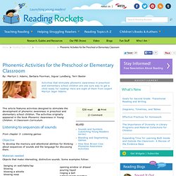 Phonemic Activities for the Preschool or Elementary Classroom